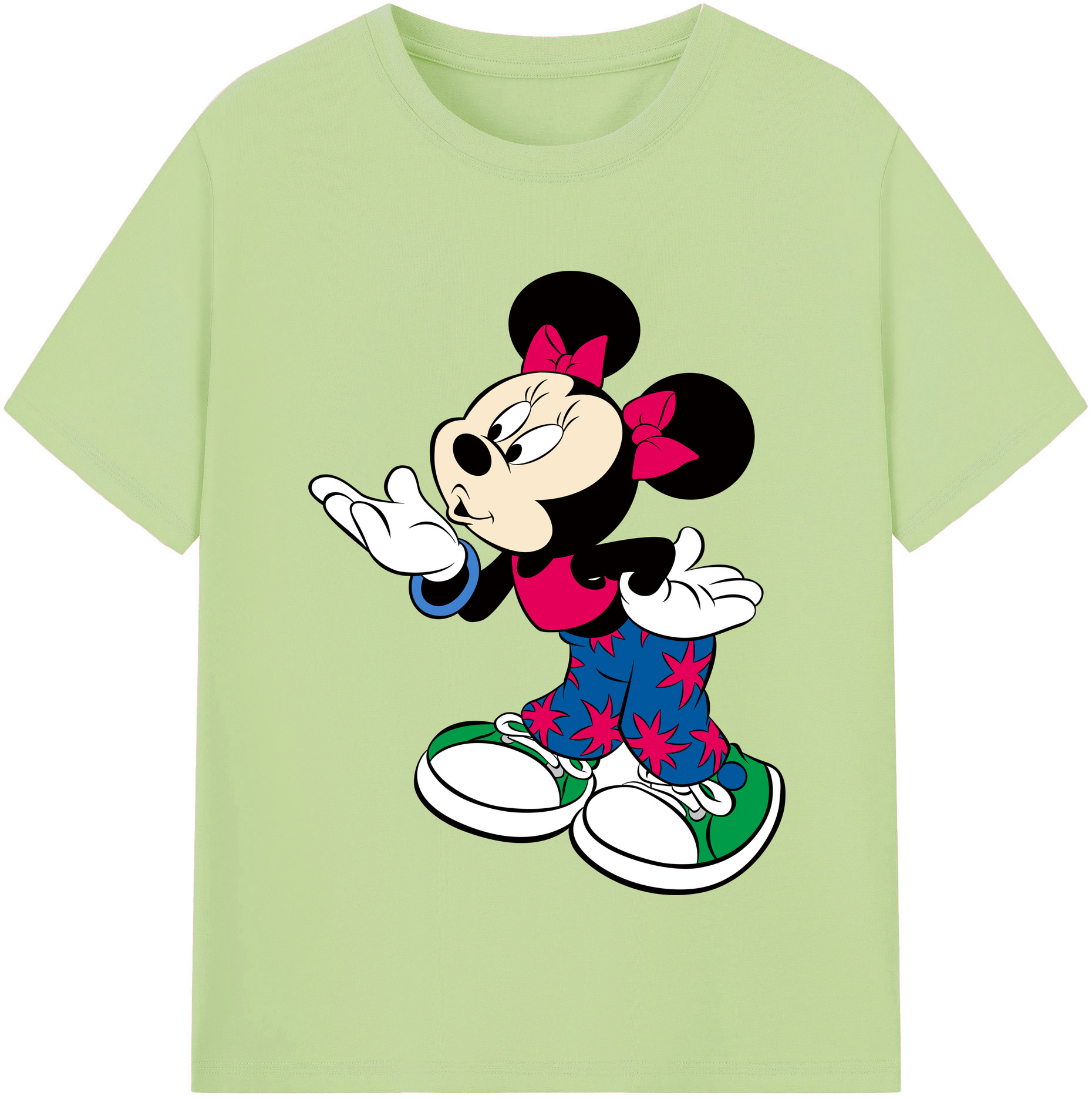 （画像用） ミッキーマウス Mickey Mouse 綿100％半袖Tシャツ（フロントプリント）